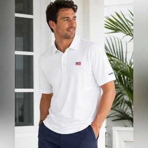 Chubbies Mr. Fantastic Performance Polo White American Flag Golf Shirt Men’s L